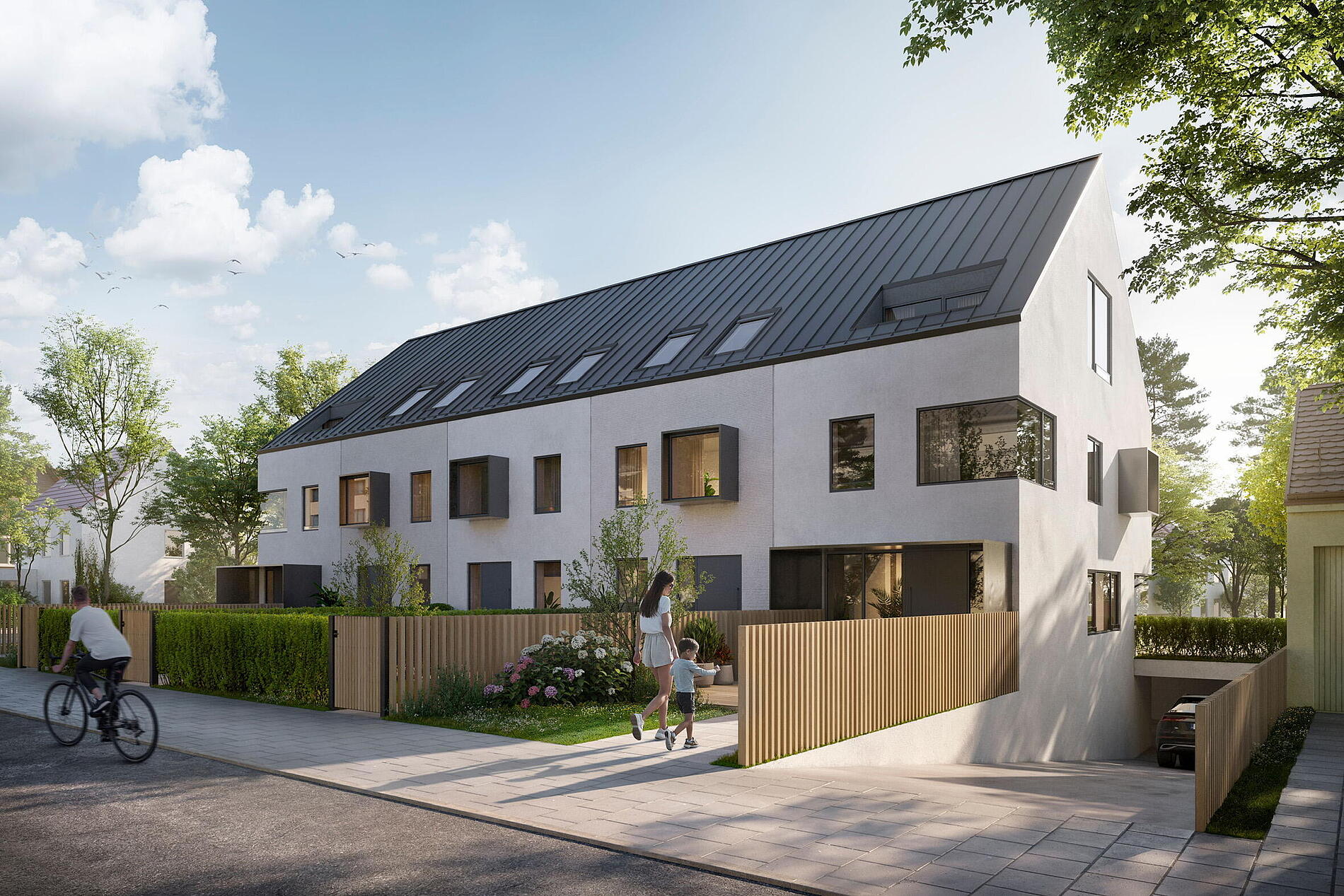 Rendering Cimbernstraße 30 in München - Neubau von 5 Stadthäusern